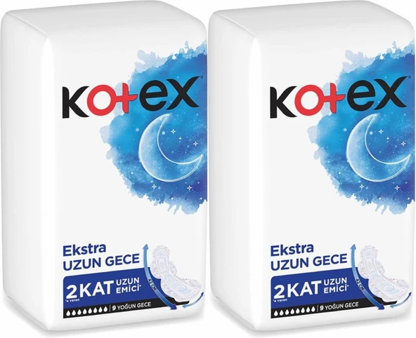 Kotex Hijyenik Ped Ekstra Uzun Gece 18 Li Set (2PK*9) ürün görseli 1