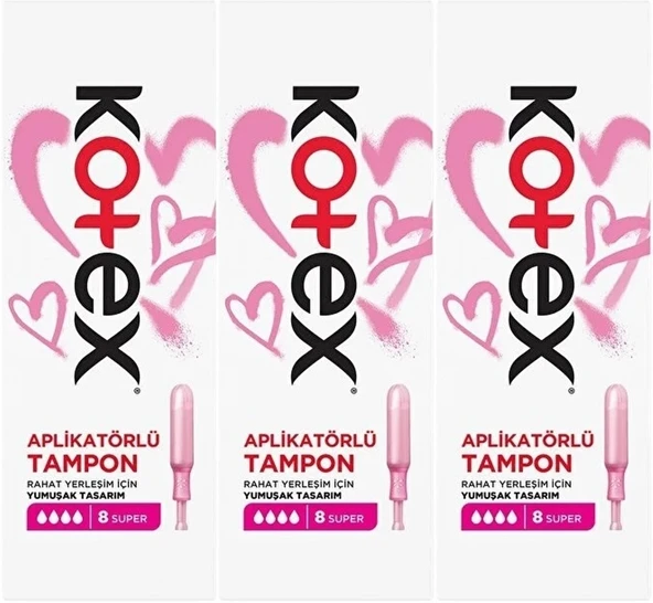 Kotex Aplikatörlü Tampon Süper 24 Lü Set (3PK*8)