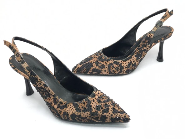 Feles Taş Detaylı Arkası Açık Stiletto Kadın Topuklu Ayakkabı ürün görseli