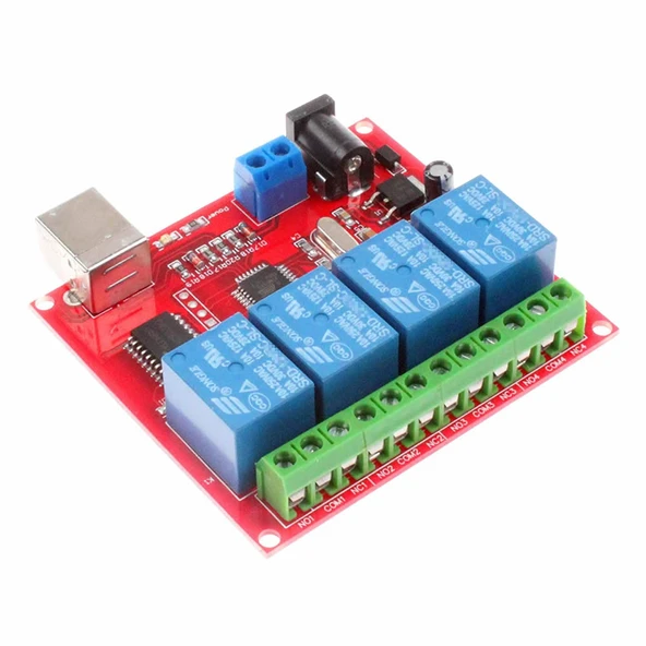 4 Kanal USB Röle Kontrol Modülü  Bilgisayardan Cihaz Açma Kapama Hid Usb NO NC 220V 10A Anahtar Lamba Motor Akıllı Ev Otomasyon - 4