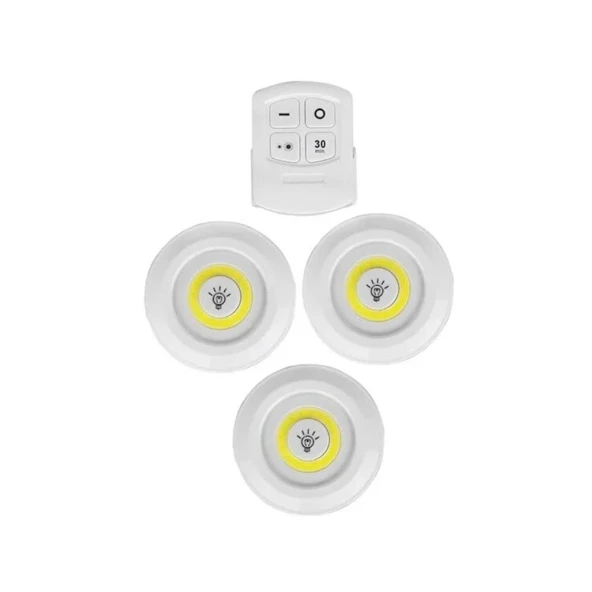 Kumandalı 3lü Yapıştırılabilir Sensörlü 30dk Ayarlanabilir Parlaklık Ayarlanabilir Lamba Işık ürün görseli