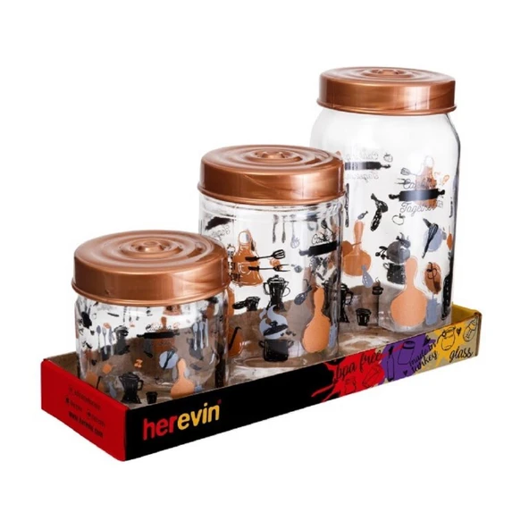 Herevin 139357-810 Desenli Kavanoz Seti 3'lü (425-660-1000 ml) - 6