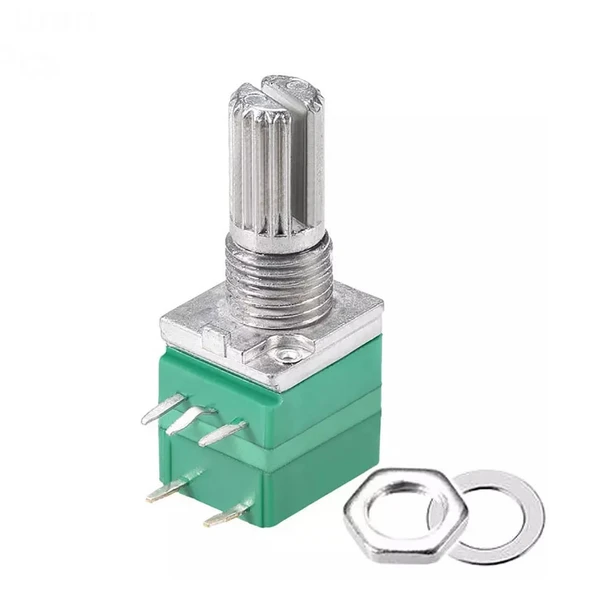 5 Pin 10kohm Potansiyometre B10K Anahtarlı Pot  Tırtıklı 15mm Döner Ayarlanabilir Direnç Ses Parlaklık Voltaj Ayarı Amfi Anfi Araba Teyp Güç Kaynağı Test Ölçme - 5