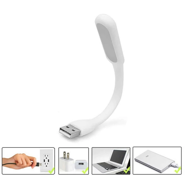 Usb Led Lamba 15cm Beyaz Renk Işık  Portatif Taşınabilir Gece Lambası Masa Aydınlatma Kamp Bilgisayar Laptop Powerbank Adaptör Araba - Resim 5