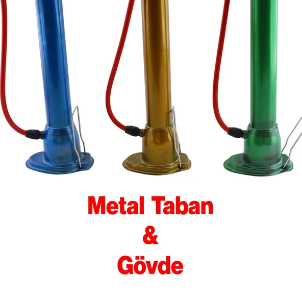 Şişirme Seti Klasik Bisiklet Pompası El Tipi Ayak Tutamaklı Metal Borulu ve Uçlu Top Teker Şambrel - 7