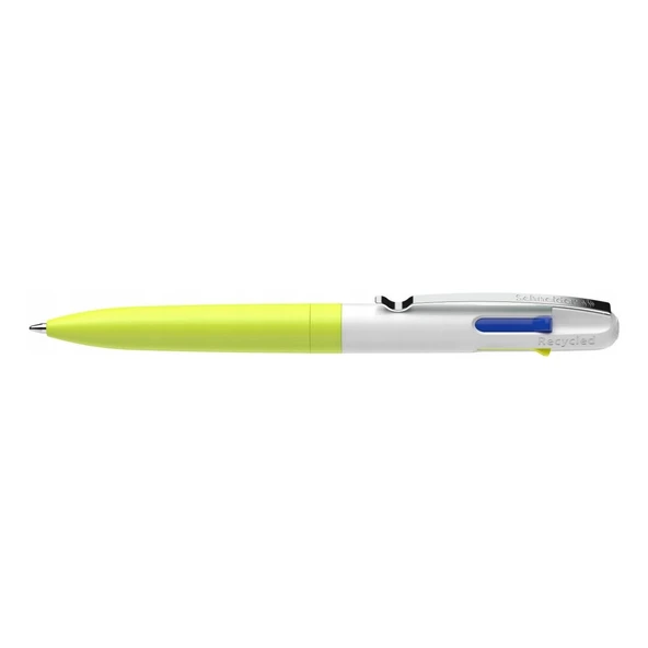 Schneider Take 4 Neon Fonksiyonlu Tükenmez Kalem 1.0 mm 4 Renk Sarı-Beyaz Gövde 138125 - 2