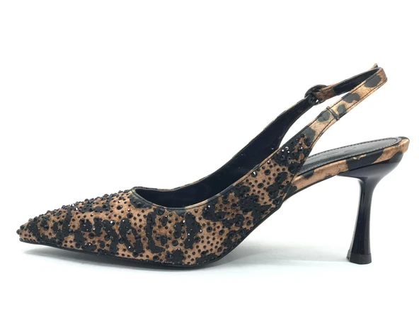 Feles Taş Detaylı Arkası Açık Stiletto Kadın Topuklu Ayakkabı - Resim 5