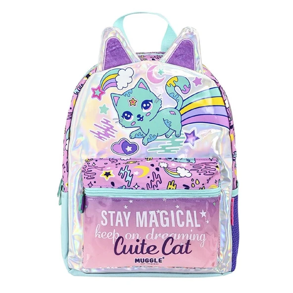Muggle 2 Bölmeli Sweet Cat Anaokulu Sırt Çantası Lila MU-9095