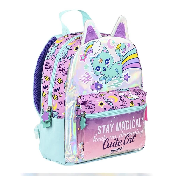 Muggle 2 Bölmeli Sweet Cat Anaokulu Sırt Çantası Lila MU-9095 - 3