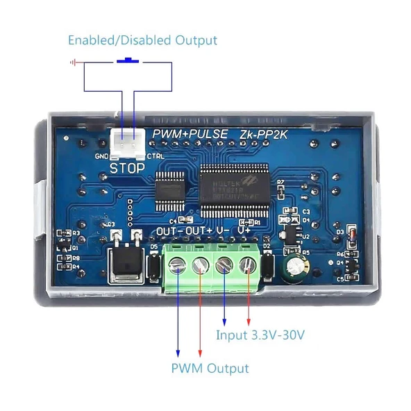 Panel Kutulu ZK-PP2K Kare Dalga Sinyal Jeneratörü  Çift Modlu 1 kanallı 1Hz-150KHz PWM Pulse Frekansı Ayarlanabilir Görev Döngüsü Gecikmeli Başlangıç - Resim 7