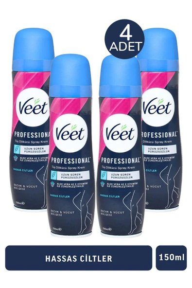 Veet Tüy Dökücü Krem Sprey Hassas Ciltler İçin 150 ml 4 Adet