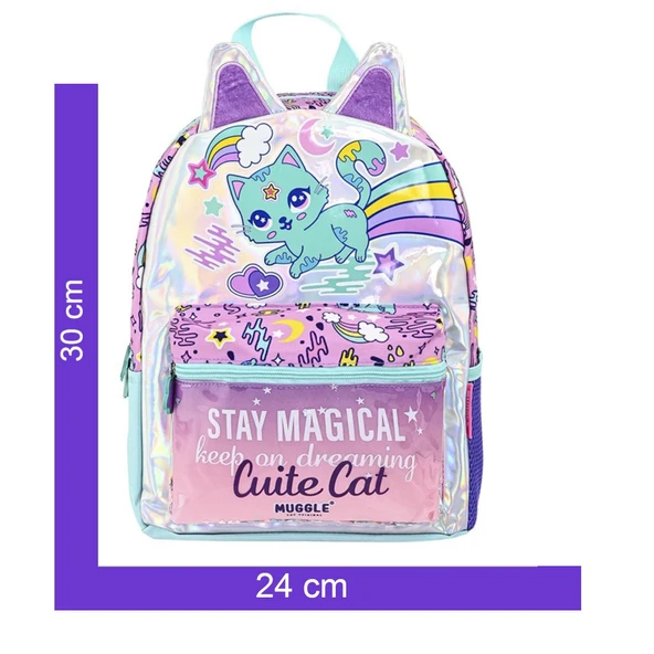 Muggle 2 Bölmeli Sweet Cat Anaokulu Sırt Çantası Lila MU-9095 - 2