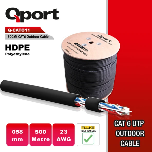QPORT Q-CATO11 23AWG 500 METRE CAT6 UTP PE OUTDOOR KABLO ürün görseli