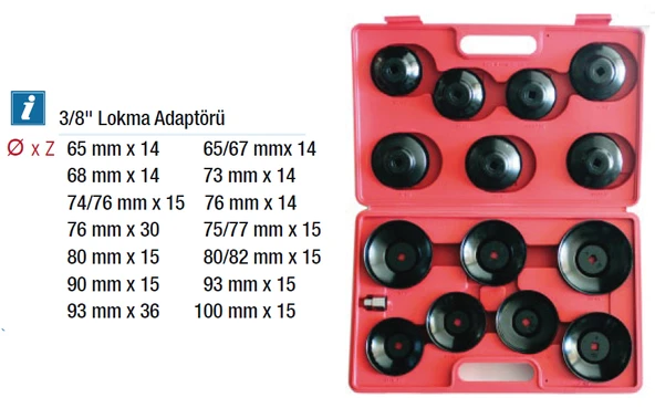 NT Tools NTA1014 Kapak Tip Filtre Sökme Seti 15 Parça - Resim 3