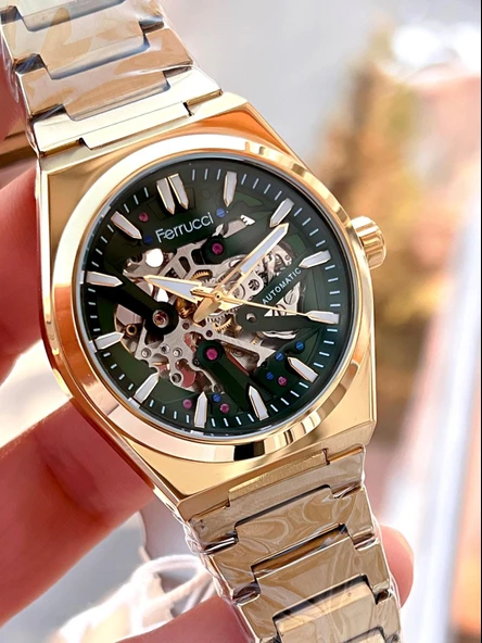 Ferrucci Otomatik Çelik Kordon 3 Atm Suya Dayanıklı Özel Tasarım Erkek Kol Saati AX.014X1 - Resim 4