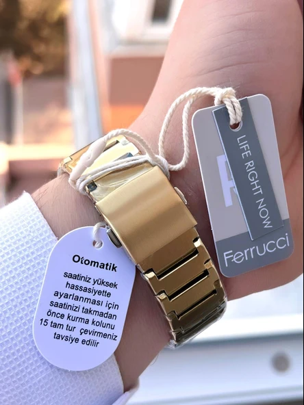 Ferrucci Otomatik Çelik Kordon 3 Atm Suya Dayanıklı Özel Tasarım Erkek Kol Saati AX.014X1 - Resim 5