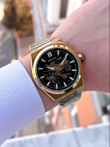 Ferrucci Otomatik Çelik Kordon 3 Atm Suya Dayanıklı Özel Tasarım Erkek Kol Saati AX.014X1 - Resim 3