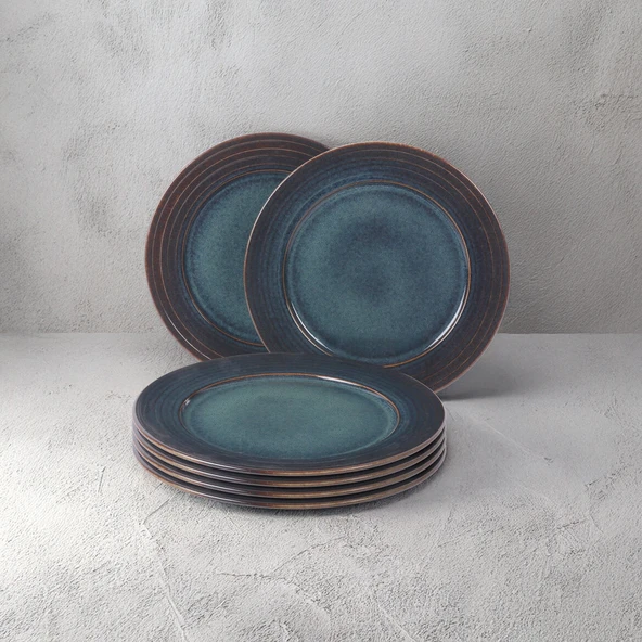 GÜRAL PORSELEN Valeron 6 Adet 20 Cm Pasta Tabağı Reaktif Oasis Vr 1131 - 3