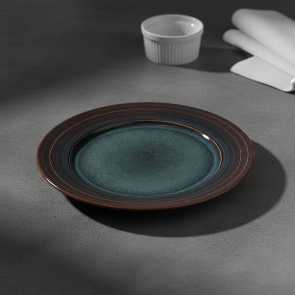 GÜRAL PORSELEN Valeron 6 Adet 20 Cm Pasta Tabağı Reaktif Oasis Vr 1131 - Resim 5