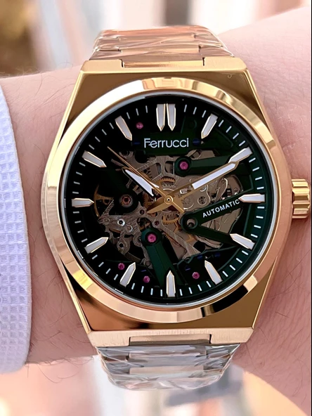 Ferrucci Otomatik Çelik Kordon 3 Atm Suya Dayanıklı Özel Tasarım Erkek Kol Saati AX.014X1 - Resim 2