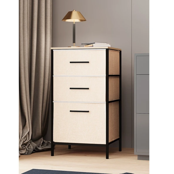 Çok Amaçlı Dolap 3 Çekmeceli Orta Boy Komodin Sehpa Çam 1601