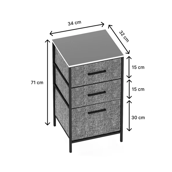 Çok Amaçlı Dolap 3 Çekmeceli Orta Boy Komodin Sehpa Çam 1601 - 8
