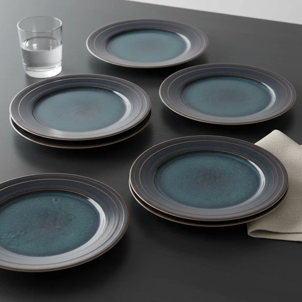 GÜRAL PORSELEN Valeron 6 Adet 20 Cm Pasta Tabağı Reaktif Oasis Vr 1131 - Resim 2