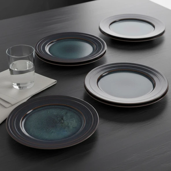 GÜRAL PORSELEN Valeron 6 Adet 20 Cm Pasta Tabağı Reaktif Oasis Vr 1131 - Resim 6