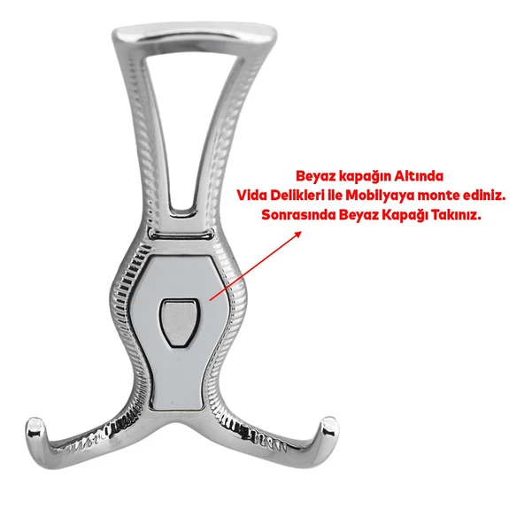 Portmanto Askı Metal Vestiyer Duvar Dolap Elbise Askısı Krom Renk Mobilya Askılığı Aparat 4 Adet - 4