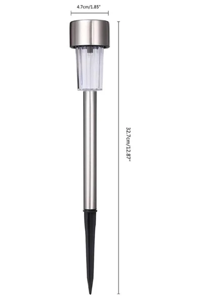 Beyaz Ledli Işıklı Solar Güneş Enerjili 10'LU Metal Gövdeli Saplamalı Bahçe Lambası 30 cm Beyaz ışık - 4