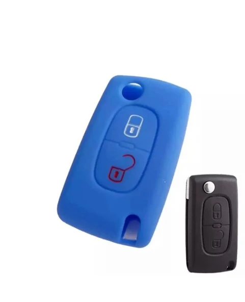 Peugeot 206 207 307 308 406 407 407 3008 5008 Silikon Anahtar Kılıfı MAVİ 1 ADET ürün görseli