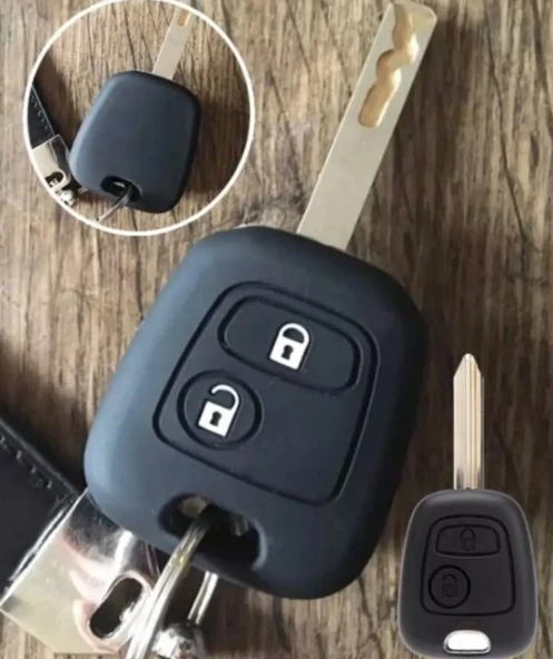 Peugeot 206 207 Citröen C2 C4 Uyumlu 2 Tuşlu Silikon Anahtar Koruma SİYAH 1 ADET - Resim 2