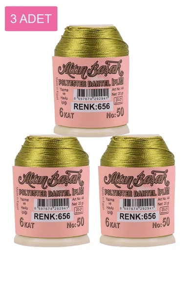 3 Adet Altınbaşak Oya ve Dantel İpi 20 gr -    - No: 656