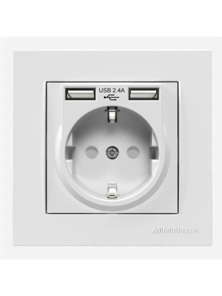 Mutlusan Beyaz Rita 2li USB Topraklı Priz