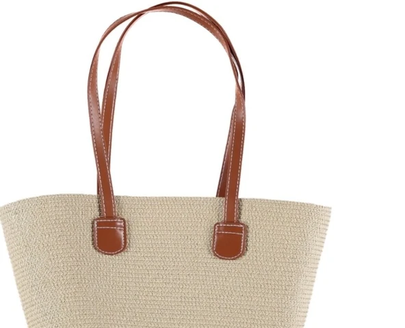 Modern Tasarım Kadın Hasır Çanta Rattan Tarz Çanta - 4