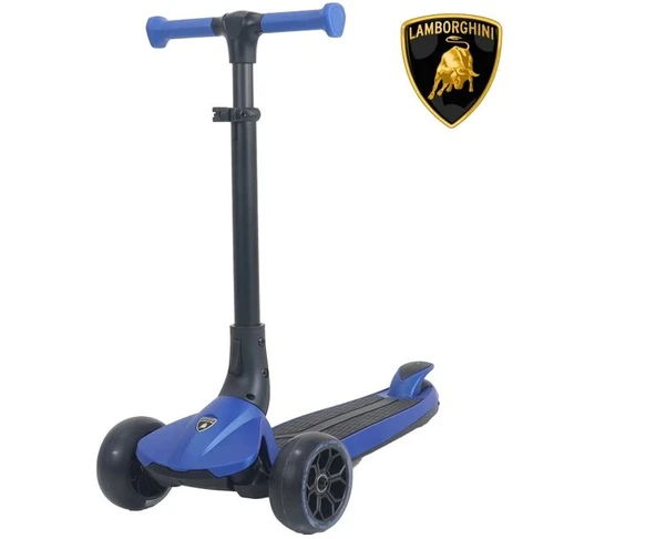 Lamborghini Lisanslı L3 Kolay Katlanabilir Işıklı Orta Gövde ve Işıklı Tekerlekli Çocuk Scooter Mavi ürün görseli 1