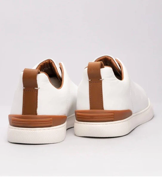 Erkek Deri Sneaker Siyah Kahverengi Ve Beyaz Kahverengi - 6