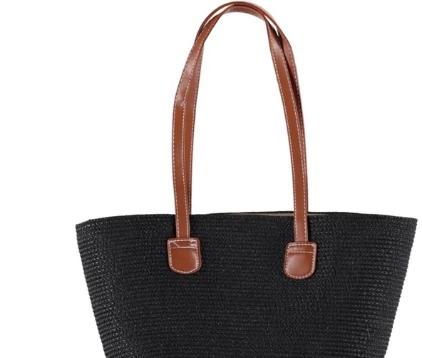 Modern Tasarım Kadın Hasır Çanta Rattan Tarz Çanta - 8
