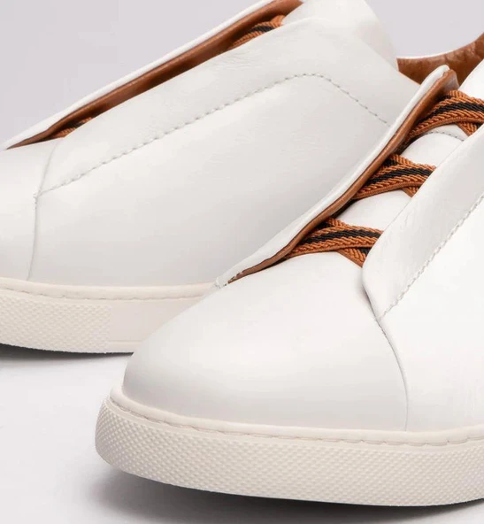 Erkek Deri Sneaker Siyah Kahverengi Ve Beyaz Kahverengi - 5