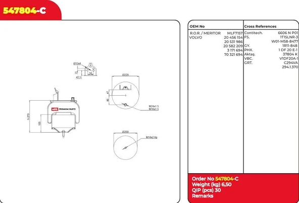 SUSPANSIYON KORUGU KOMPLE  VOLVO 20582209 ürün görseli