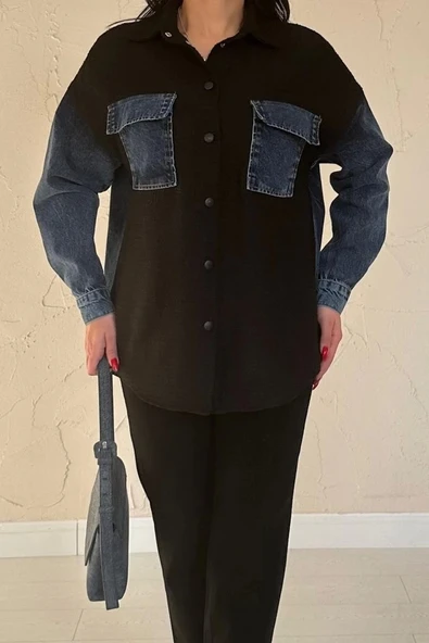 Siyah Kot Garnili Ceket - 3