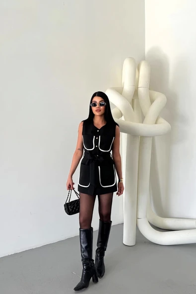 BÜYÜK CEP BİYE DETAYLIYELEK - Siyah - 2