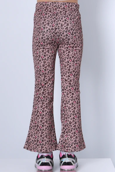 KIZ ÇOCUK TAYT LEOPAR VE KALP DESENLİ İSPANYOL PAÇA C62 - Resim 5
