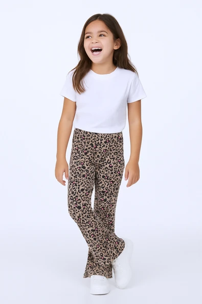 KIZ ÇOCUK TAYT LEOPAR VE KALP DESENLİ İSPANYOL PAÇA C62 ürün görseli
