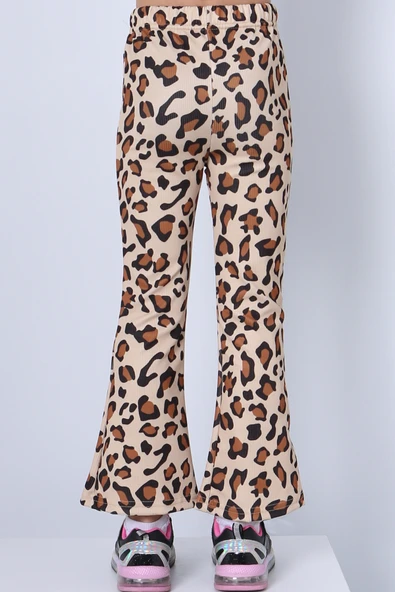 KIZ ÇOCUK TAYT LEOPAR VE KALP DESENLİ İSPANYOL PAÇA C62 - Resim 10