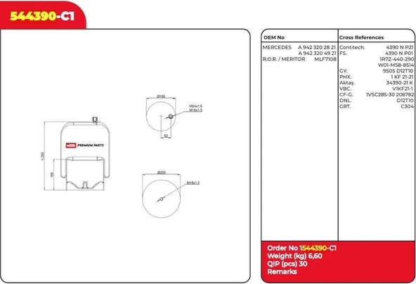 KOMPLE KORUK METAL PISTONLU AXOR- ACTROS-CHRYSLER 9423200121 ürün görseli