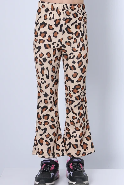 KIZ ÇOCUK TAYT LEOPAR VE KALP DESENLİ İSPANYOL PAÇA C62 - Resim 7