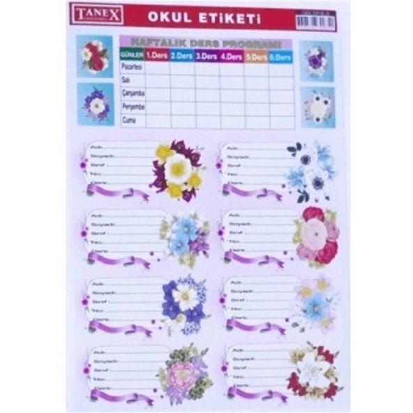 Tanex Okul Etiketi 3Lü - 6 paket