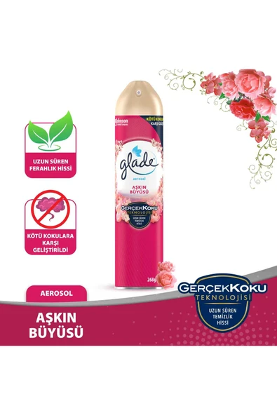 Glade Hava Tazeleyici Aerosol, Oda Kokusu, Aşkın Büyüsü, 300ml