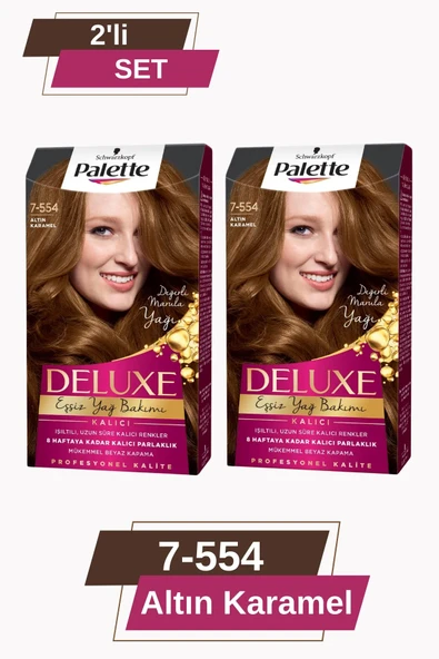 Palette Deluxe 7-554 Altın Karamel X 2 Adet Saç Boyası